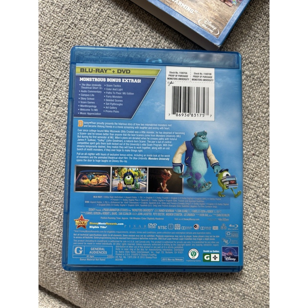 Disney/Pixar Monsters University Blu-ray/DVD + Monsters, Inc. Collector's DVD - Picture 7 of 9